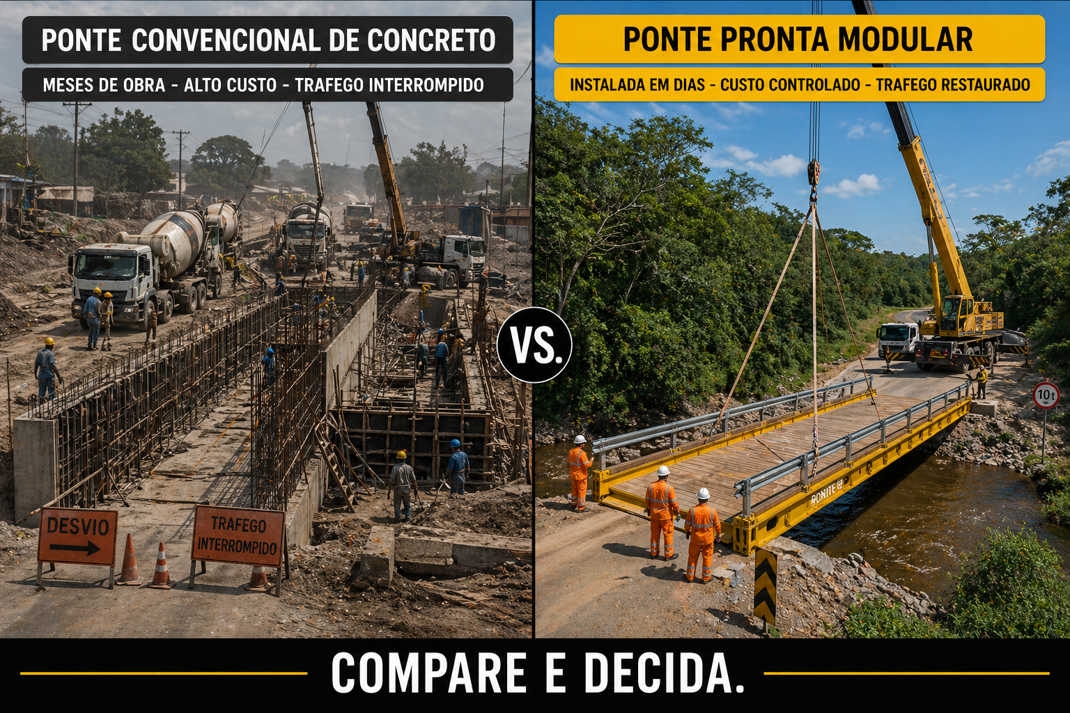 Comparativo convencional vs modular